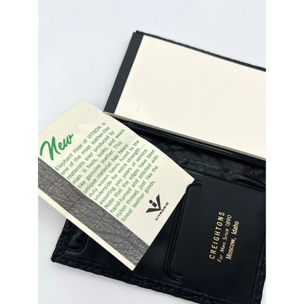 Creightons‎ Black Elephant Hide Vitron Leather Notepad Folio Organizer Business